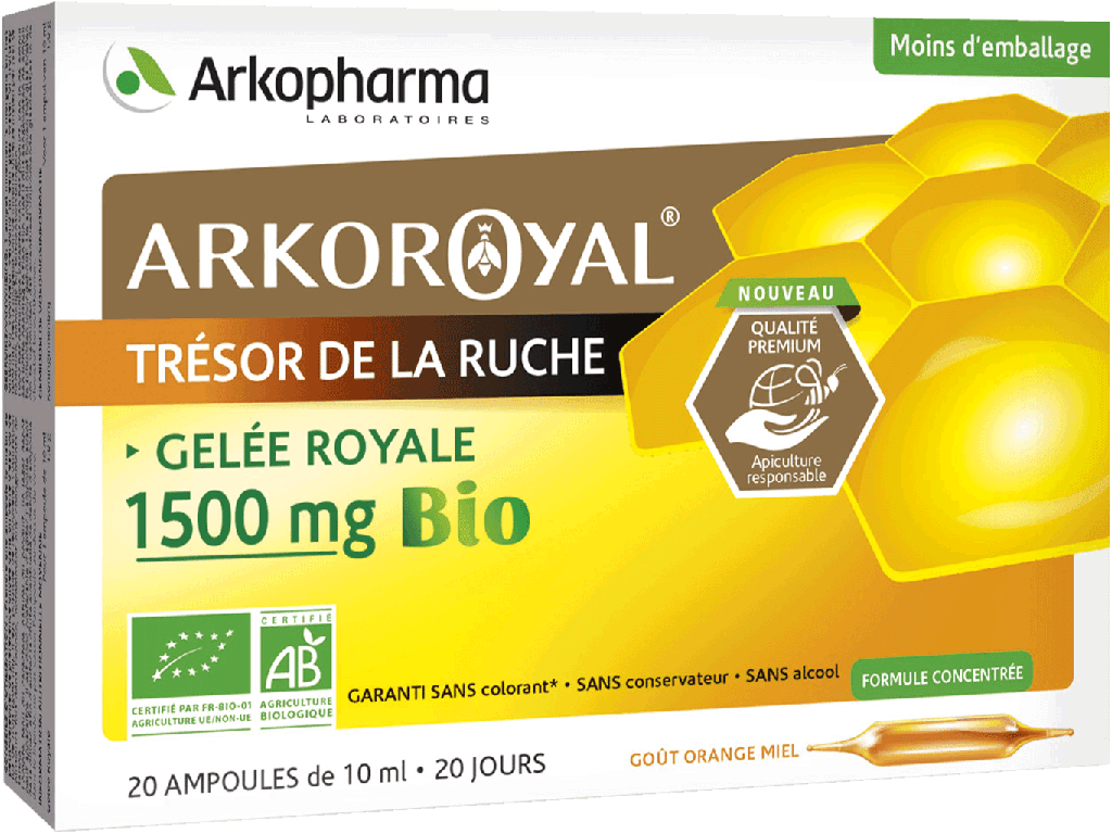 ARKOROYAL Gelée royale bio 1500 mg Solution buvable 20Amp/10ml